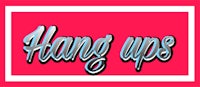 hang ups logo on a pink background